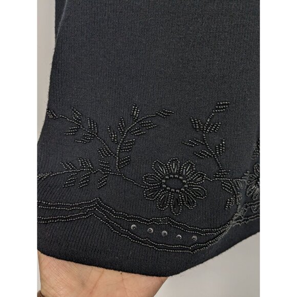 Lifelike Lindarico Knit Sweater Women Size M Pullover Angora Wool Beaded Floral - Picture 5 of 10